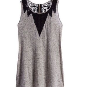 [Pixley] gray + black lace tank